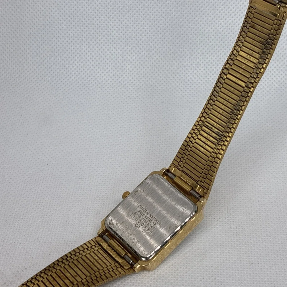Vtg Citizen Unisex Gold Tone Smoke Grey Dial Quartz Watch T15537 - Working!